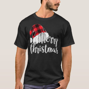Camiseta Feliz Regalo de Navidad Cute Plaid Santas Gorra Fu
