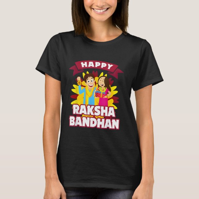 Camiseta Feliz regalo de Raksha Bandhan hermano y hermana R (Anverso)