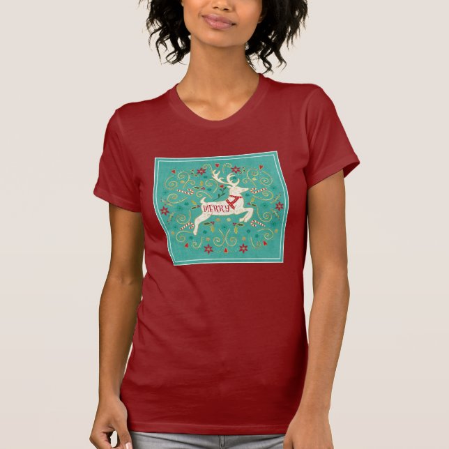 Camiseta Feliz reno del trullo del día de fiesta (Anverso)