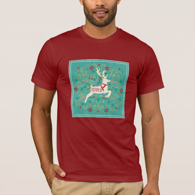Camiseta Feliz reno del trullo del día de fiesta (Anverso)