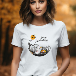 Camiseta Feliz retro de Halloween en el cementerio