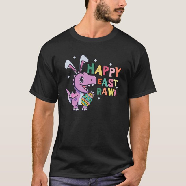 Camiseta Feliz Rex Bunny Easter Baskets Dinosaur E (Anverso)