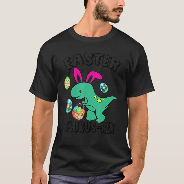 Camiseta Feliz Rex De Dinosaurios De Bunny De Pascua Por Va (Anverso)