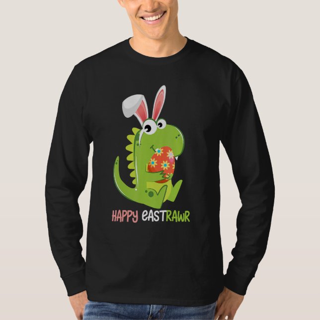 Camiseta Feliz Rex Dinosaur Easter Bunny Egg Costu (Anverso)