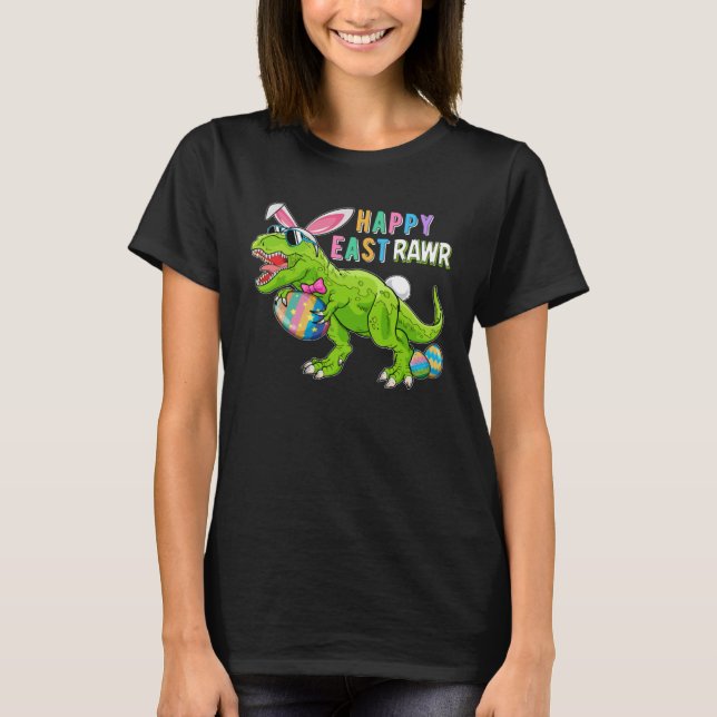 Camiseta Feliz Rex Dinosaur Easter Bunny Egg Costu (Anverso)