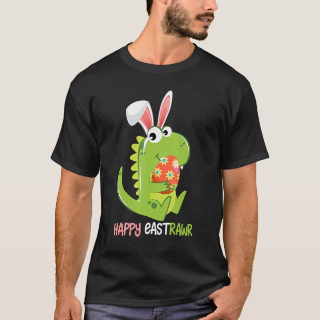 Camiseta Feliz Rex Dinosaur Easter Bunny Egg Costu (Anverso)