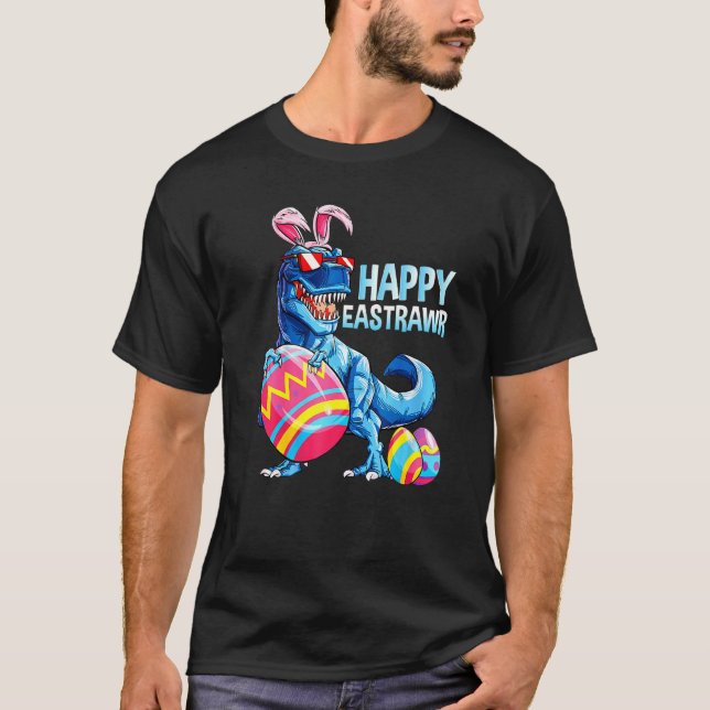 Camiseta Feliz Rex Dinosaur Easter Bunny Egg Costu (Anverso)