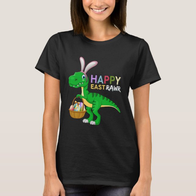 Camiseta Feliz Rex Dinosaur Easter Bunny Egg Costu (Anverso)