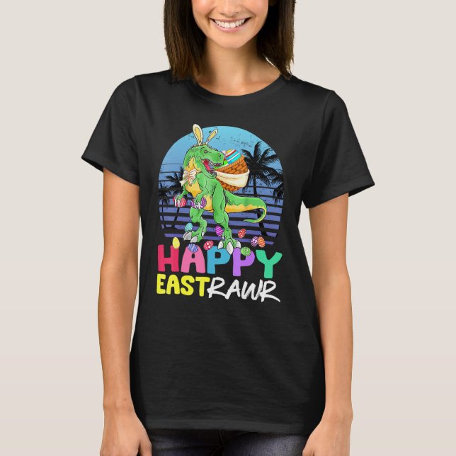 Camiseta Feliz Rex Dinosaur Easter Bunny Egg Kiev (Anverso)