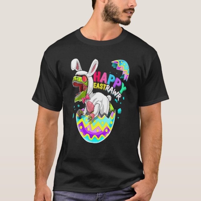 Camiseta Feliz Rex Dinosaur Easter Bunny Egg Kiev (Anverso)
