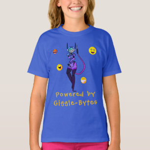 Camiseta Feliz Robot azul Giggle Fun T-Shirt