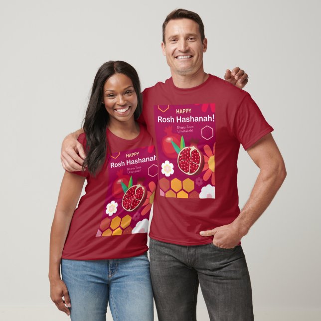 Camiseta Feliz Rosh Hashanah Patrón floral de Año Nuevo jud (Unisexo)