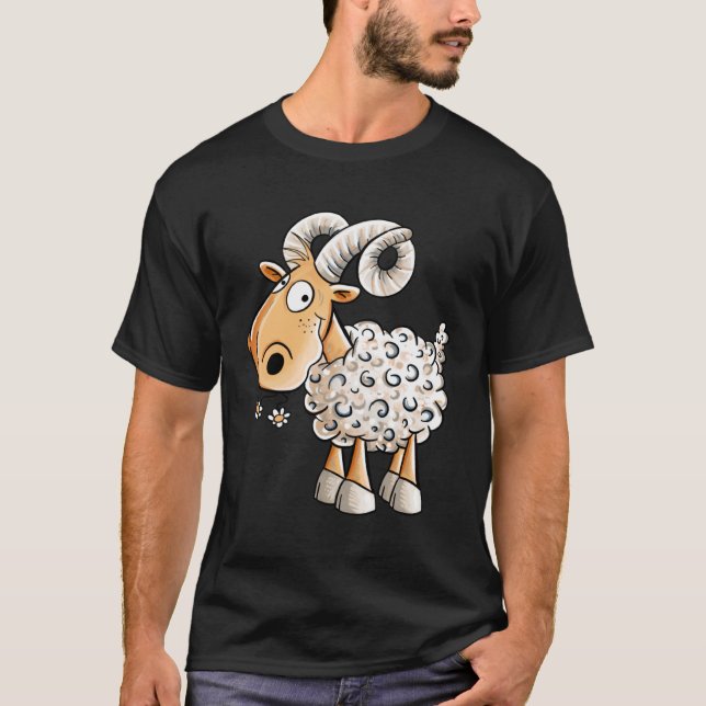Camiseta Feliz Rótulo Aries Sheep Zodiac para Aries (Anverso)