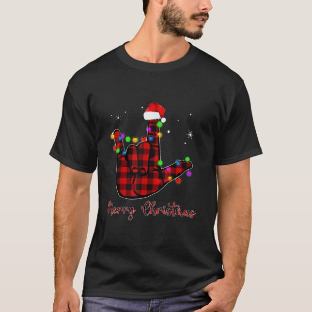 Camiseta Feliz Rótulo navideño ASL Santa Hat T-Shir (Anverso)