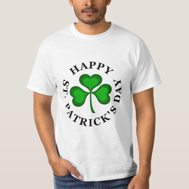 Camiseta FELIZ SAN. PATRICK'S DAY Text with green Shamrock (Anverso)