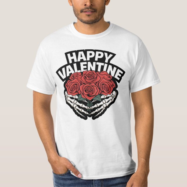 Camiseta Feliz San Valentín Skele-Rosas (Anverso)