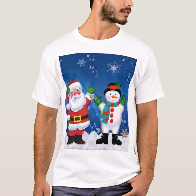 Camiseta Feliz Santa Claus y Snowman (Anverso)