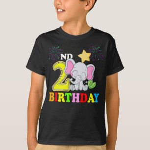 Camiseta Feliz segundo cumpleaños bebé elefante niño - dos