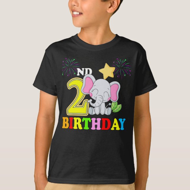 Camiseta Feliz segundo cumpleaños bebé elefante niño - dos (Anverso)