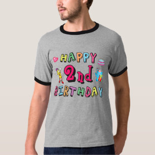 Camiseta Feliz segundo cumpleaños. Cumpleaños de 2 años.
