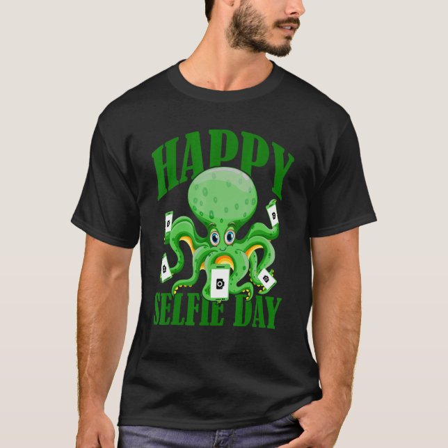 Camiseta Feliz Selfie Dat Octopus tomando selfie (Anverso)