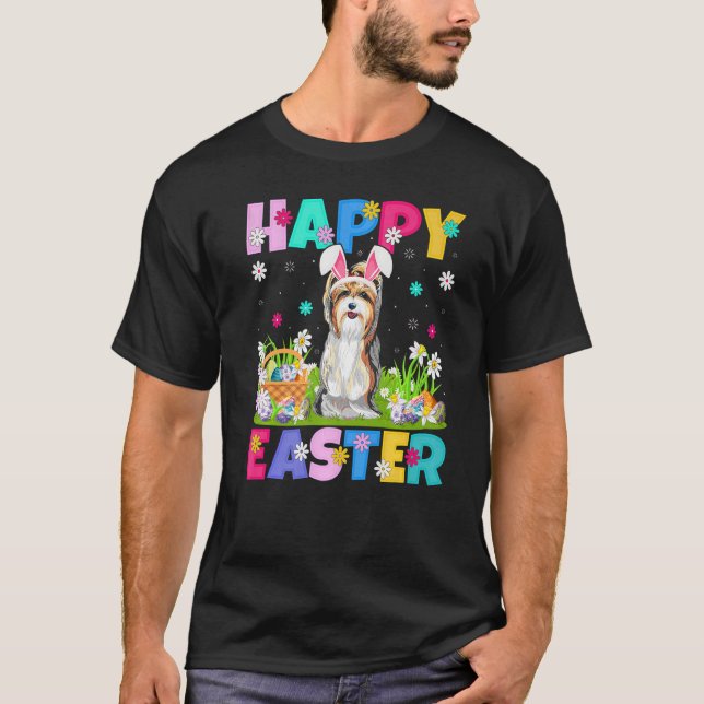 Camiseta Feliz Semana Santa Bunny Yorkshire Terrier Dog Eas (Anverso)