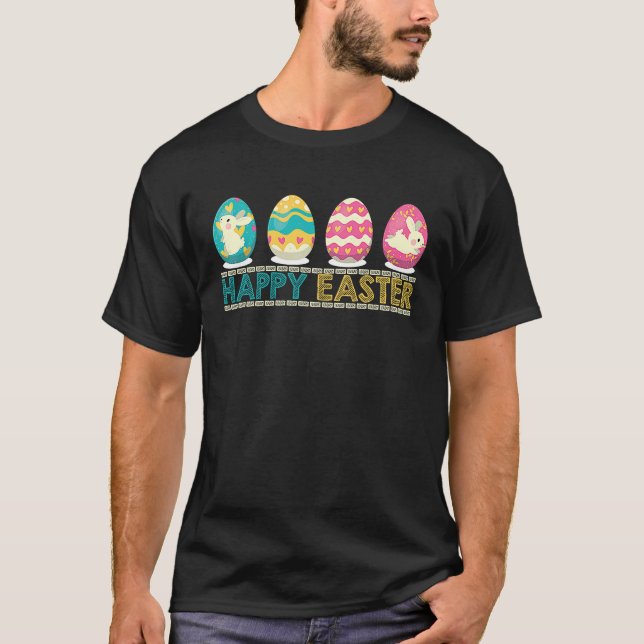 Camiseta Feliz Semana Santa Conejo de Huevos de Oro Conejo  (Anverso)