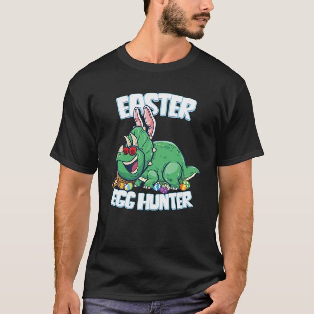Camiseta Feliz Semana Santa Conejo Dinosaurio Huevo Hunter  (Anverso)