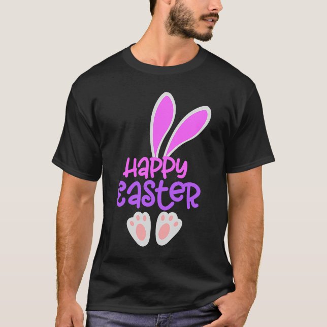 Camiseta Feliz Semana Santa Conejo Huevo Caza de Orejas Cut (Anverso)