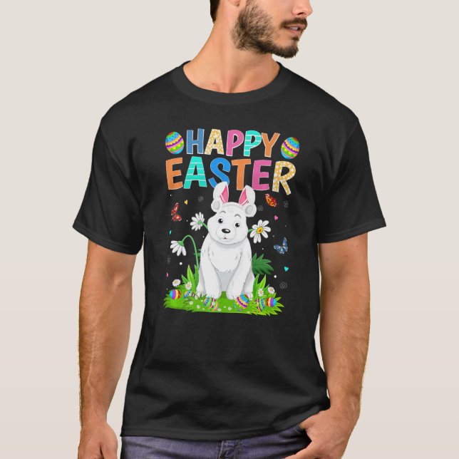Camiseta Feliz Semana Santa Conejo Huevo Divertido Oso Pola (Anverso)