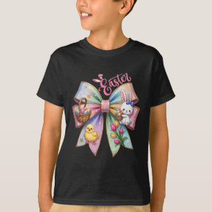 Camiseta Feliz Semana Santa Coquette Bow Cute Bunny Hunt Eg