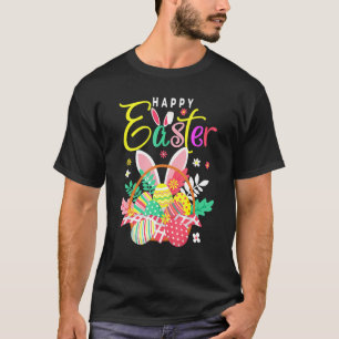 Camiseta Feliz Semana Santa Cute Egts Basket Bunny Ears