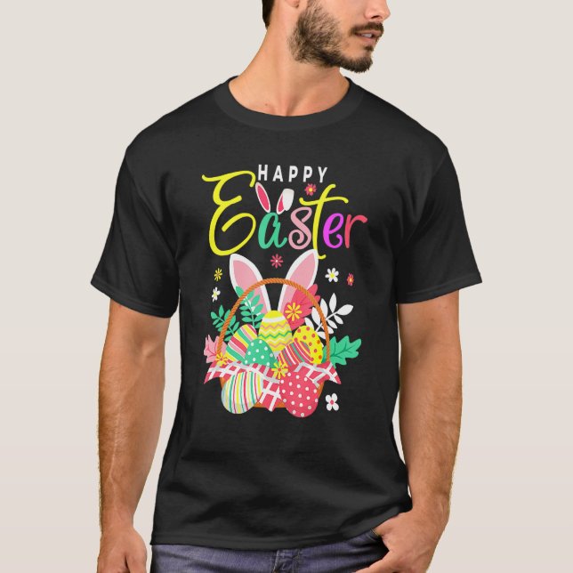 Camiseta Feliz Semana Santa Cute Egts Basket Bunny Ears (Anverso)