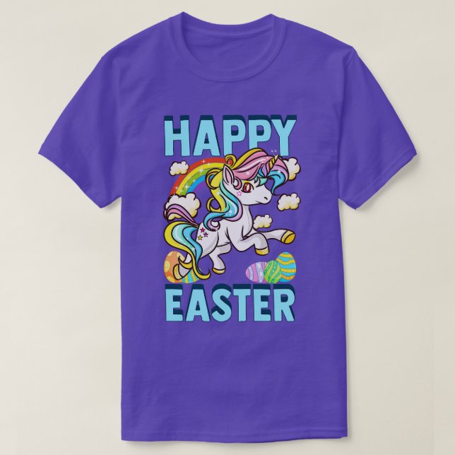 Camiseta Feliz Semana Santa Unicornio a la caza de huevos (Diseño del anverso)