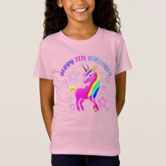 Camiseta Feliz sétimo cumpleaños Neon Unicorn