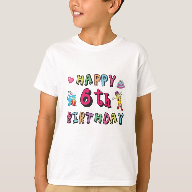 Camiseta Feliz sexto cumpleaños sorpresa de cumpleaños de 6 (Anverso)