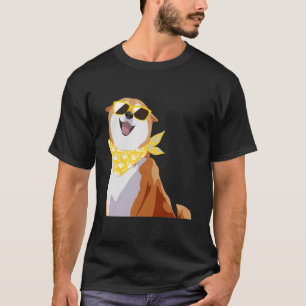Camiseta Feliz Shiba Inu - Tonos Amarillos Y Bandana T-