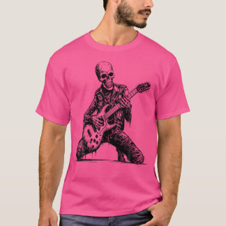 Camiseta Feliz Skeleton Guitar Halloween Tocando Guitarra