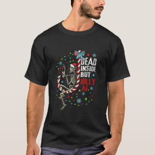 Camiseta Feliz Skeleton navideño muerto dentro de navidad d