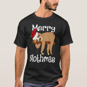 Camiseta Feliz Slothmas Pijama Navideño Lindo Santa Perezos