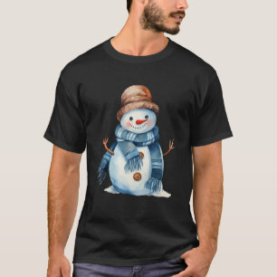 Camiseta Feliz sonrisa de muñeco de nieve con el invierno d