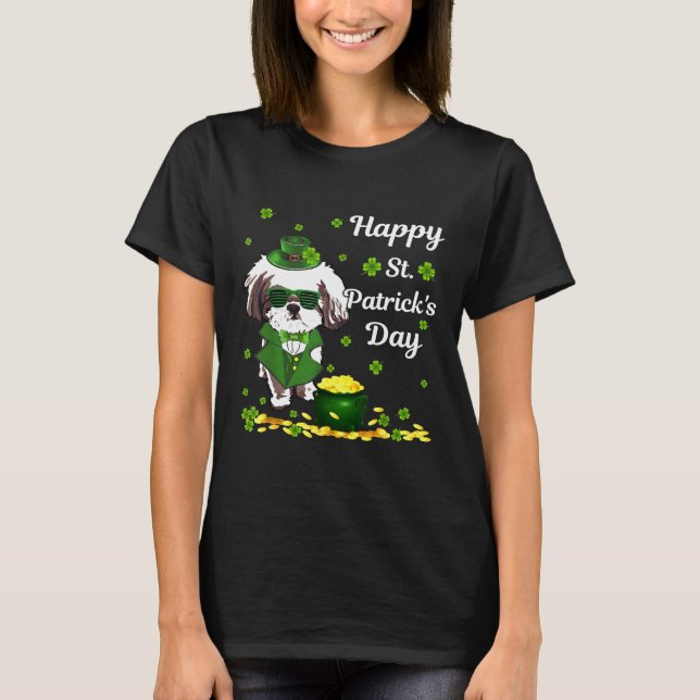 Camiseta Feliz Stpatricks Shih Tzu Dog (Anverso)