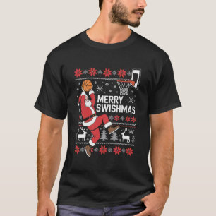Camiseta Feliz Swishmas Baloncesto Feo Navidad Xmas 