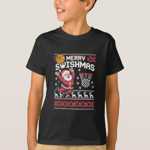 Camiseta Feliz Swishmas Baloncesto Feo Navidad Xmas