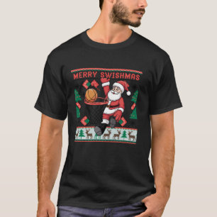 Camiseta Feliz Swishmas Santa Baloncestista Jugador de Balo