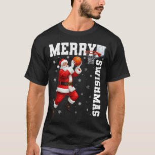 Camiseta Feliz Swishmas Srt Navidad Baloncesto Xmas Hombres