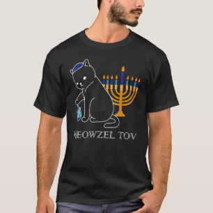 Camiseta Feliz Tee Gato Lindo Mazel Tov Menorá Divertida H