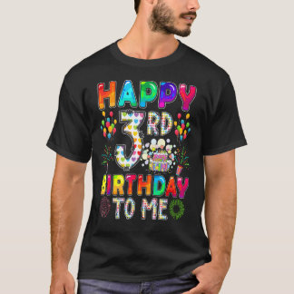 Camiseta Feliz tercer cumpleaños a mí, dulce y colorido cum