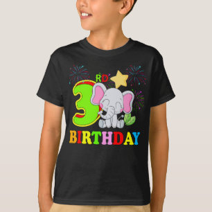 Camiseta Feliz tercer cumpleaños bebé elefante niño - tres