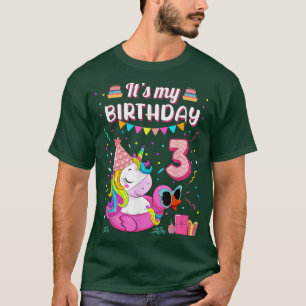 Camiseta Feliz tercer cumpleaños, Chica Unicorn Duck Float 